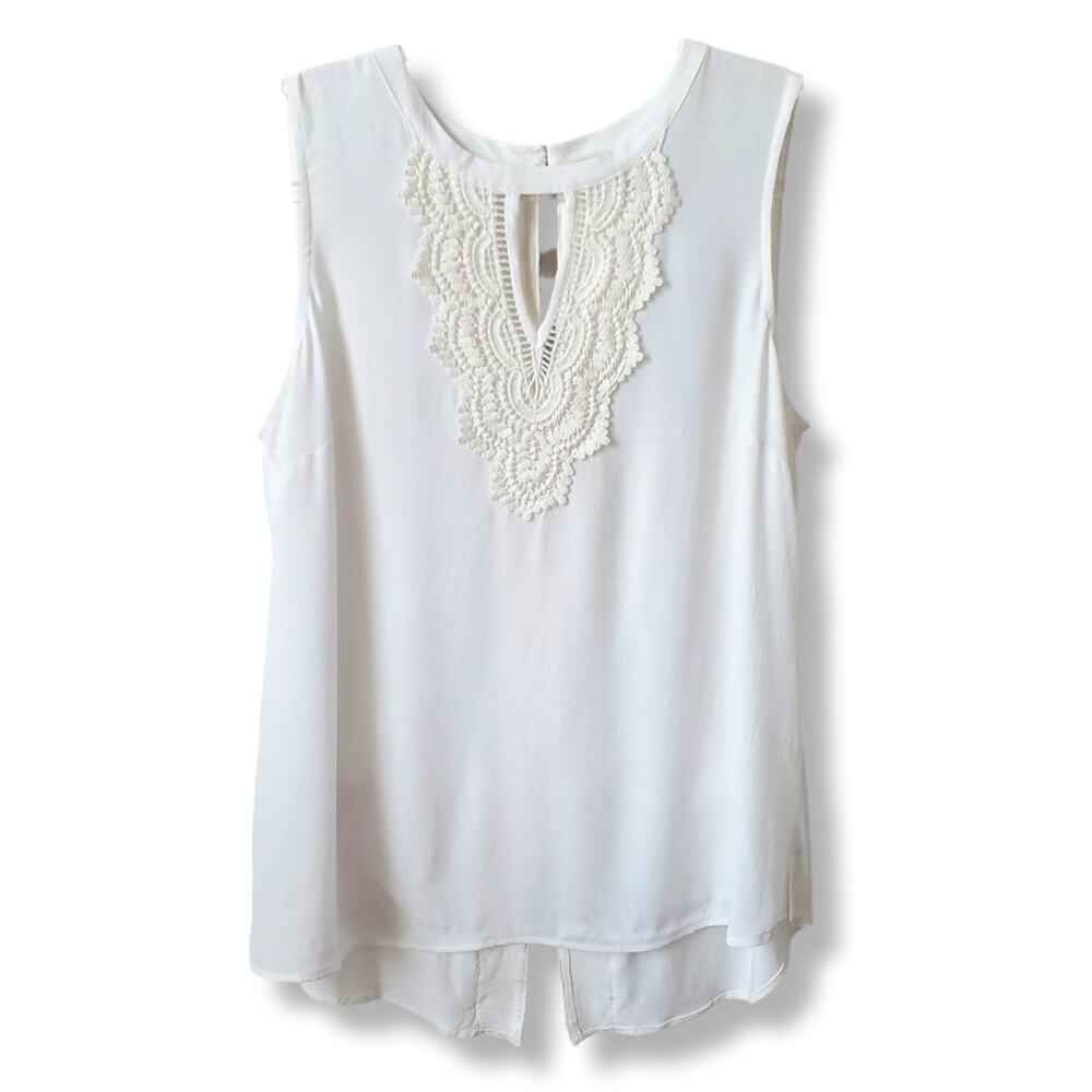 Pale Sky Women Ivory Sleeveless Blouse M Career Feminine Corporate Chic NEW